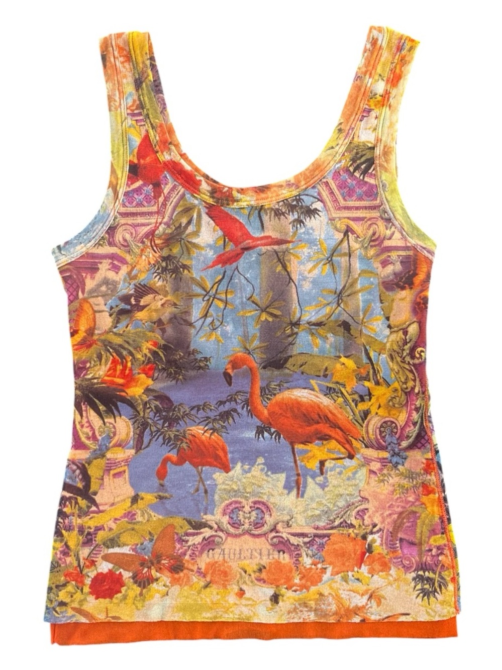 Vintage Jean Paul Gaultier Soleil Flamingo Mesh Tank SS99 Size L